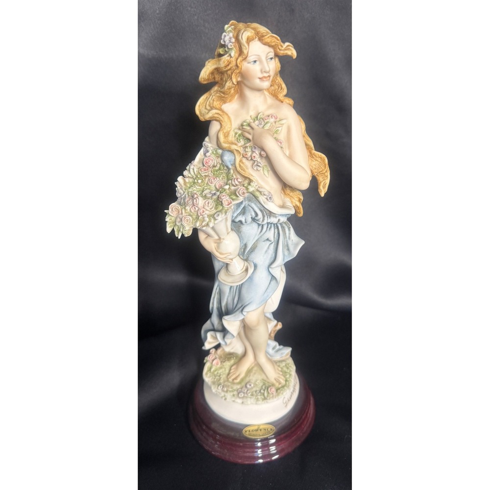 Giuseppe Armani Florence Figurine 1992 Spring Woman with Roses Italy 12.5"